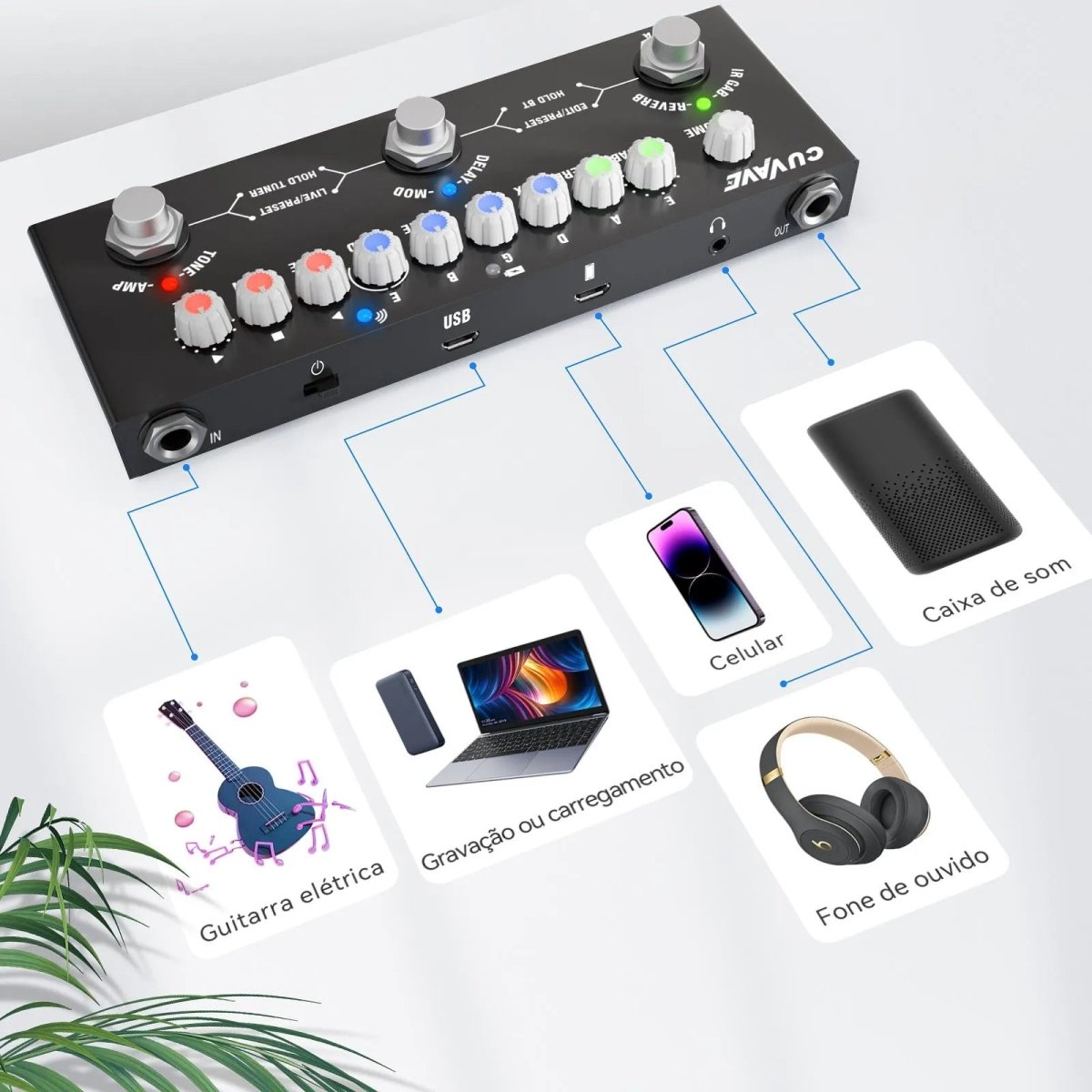 Pedaleira de Efeitos Portátil para Guitarra Cube Baby Guitar M - VAVE VD612 M - VAVE VD612 3 MVshow