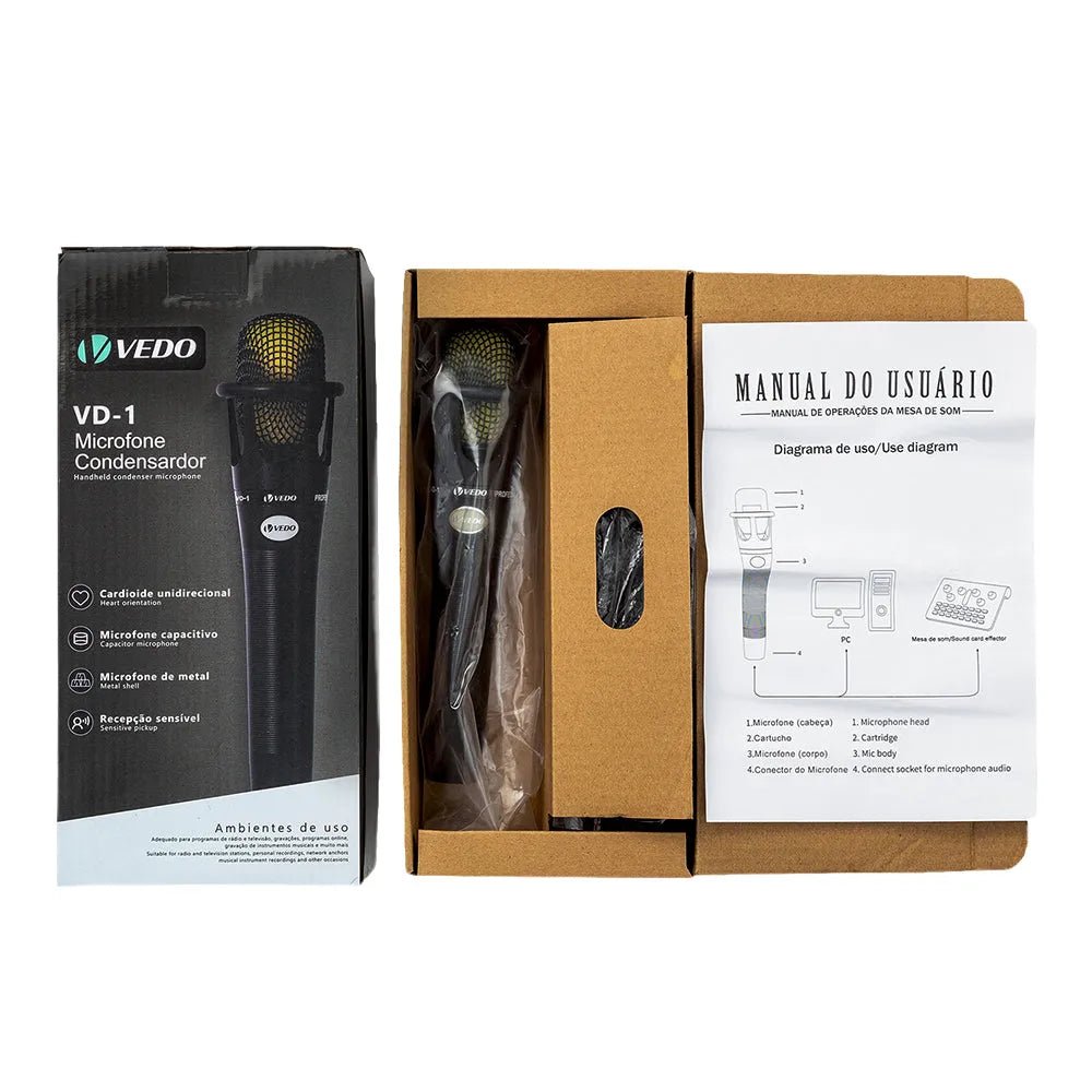 Microfone Cardioide Capacitivo com Tripé - Vedo VEDO VD - 1 6 MVshow