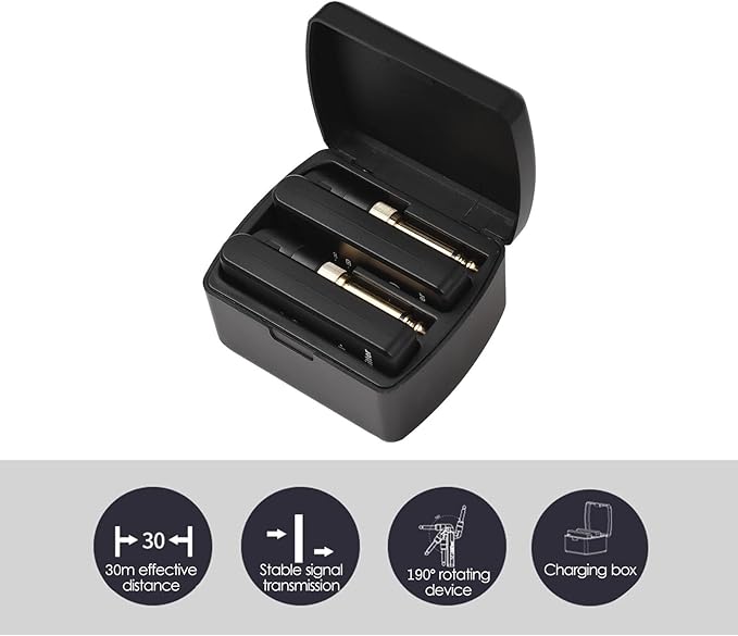 Sistema De Transmissão Sem Fio WP - 8 M - VAVERecarregável 2.4G Receptor De Guitarra Elétrica E Transmissor, Bateria Embutida Com Caixa Carregamento, 3.5mm, 6.35m transmissão áudio sem fio M - VAVE wp - 8 4 MVshow