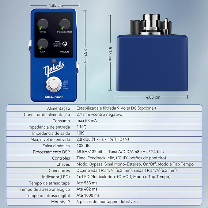 Pedal de Efeito Delay DEL - mini Nobels Nobels DEL - mini 5 MVshow