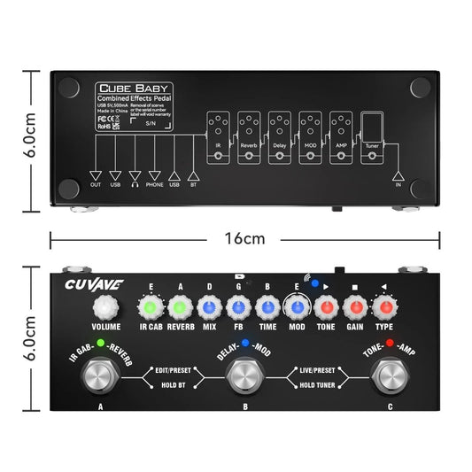 Pedaleira de Efeitos Portátil para Guitarra Cube Baby Guitar M - VAVE VD612 M - VAVE VD612 2 MVshow
