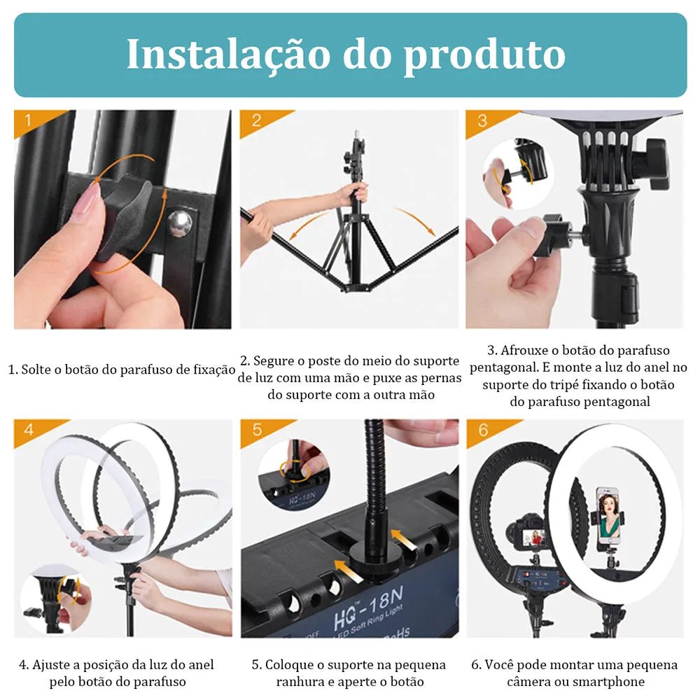 Ring Light RGB com Controle Remoto - Suporte para Câmera ou Celular MVshow HQ - 18RGB 7 MVshow