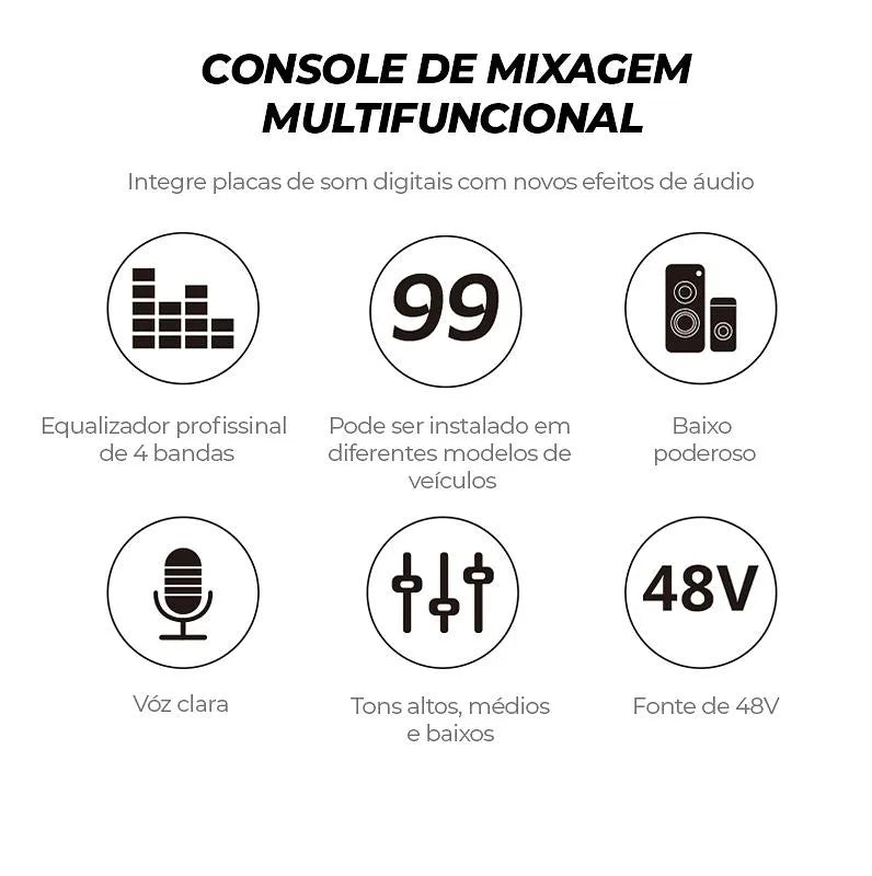 Mesa de Som 4 Canais - Mixer Profissional A3 Vedo VEDO A3 10 MVshow