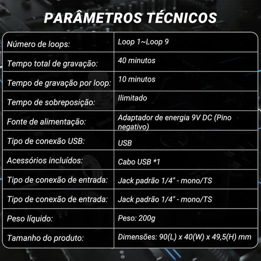 Pedal de Efeito Simulações Looper PRO M - VAVE para guitarra M - VAVE VAVE788 2 MVshow