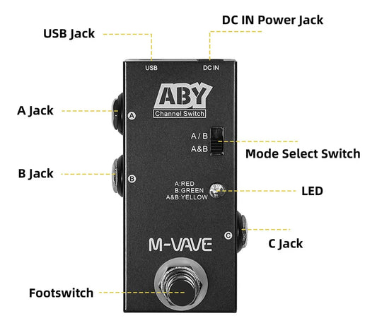 Pedal de Efeitos Seletor Channel Switch ABY M - VAVE para Guitarra M - VAVE VAVE786 2 MVshow