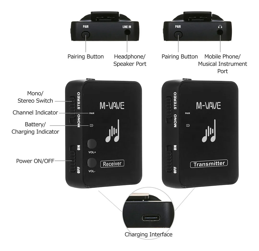 Monitor de Retorno de Palco Sem Fio 2.4GHz bivolt WP - 10 M - VAVE M - VAVE wp - 10 6 MVshow