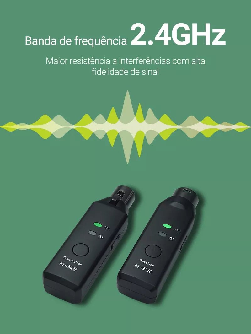 Receptor Transmissor XLR Microfone Sem Fio WP - 7 M - VAVE M - VAVE wp - 7 8 MVshow