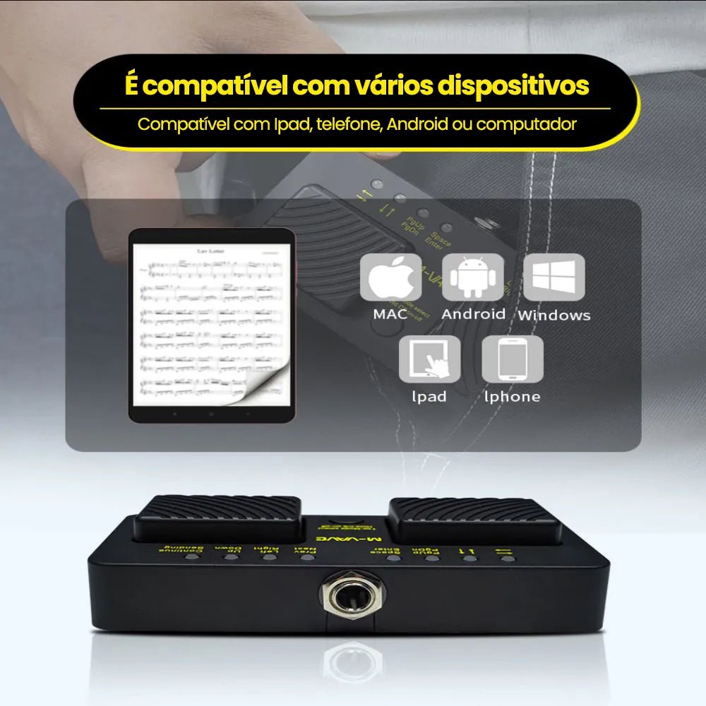 Pedal Passador de Páginas Page Turner Silêncioso e Bluetooth Turner VAVE368 M - VAVE M - VAVE VAVE368 9 MVshow