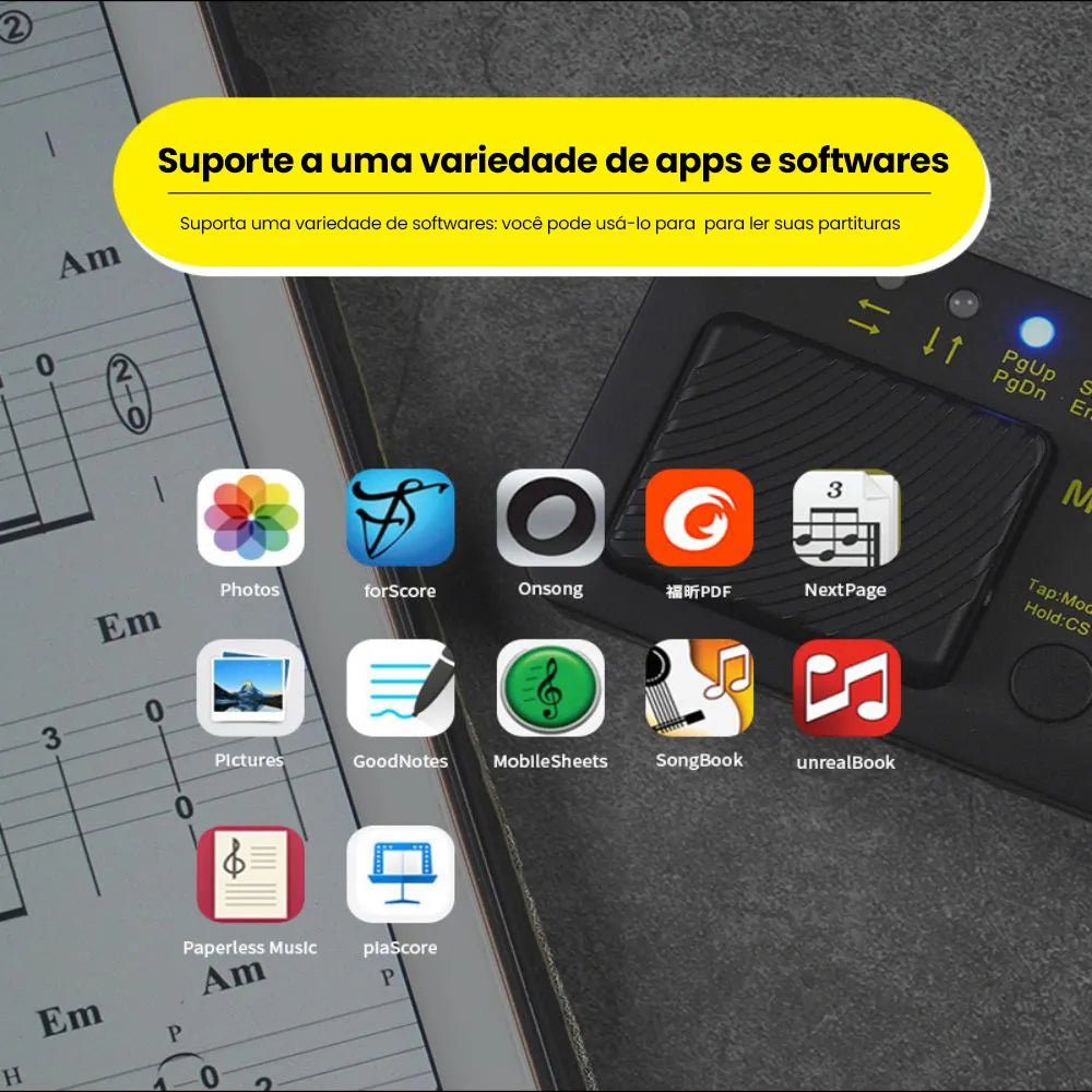 Pedal Passador de Páginas Page Turner Silêncioso e Bluetooth Turner VAVE368 M - VAVE M - VAVE VAVE368 4 MVshow
