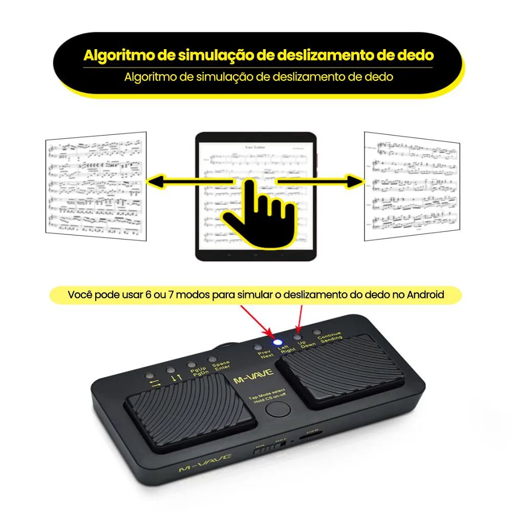 Pedal Passador de Páginas Page Turner Silêncioso e Bluetooth Turner VAVE368 M - VAVE M - VAVE VAVE368 8 MVshow