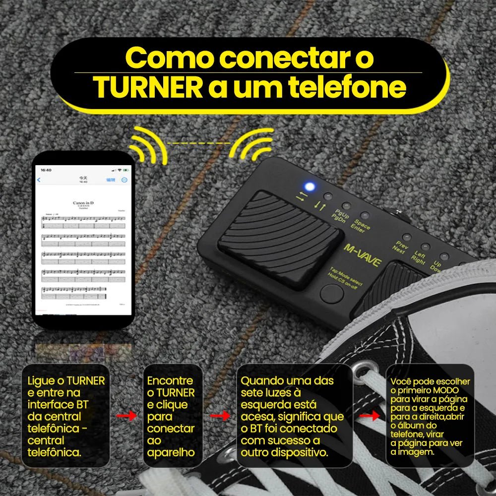 Pedal Passador de Páginas Page Turner Silêncioso e Bluetooth Turner VAVE368 M - VAVE M - VAVE VAVE368 5 MVshow