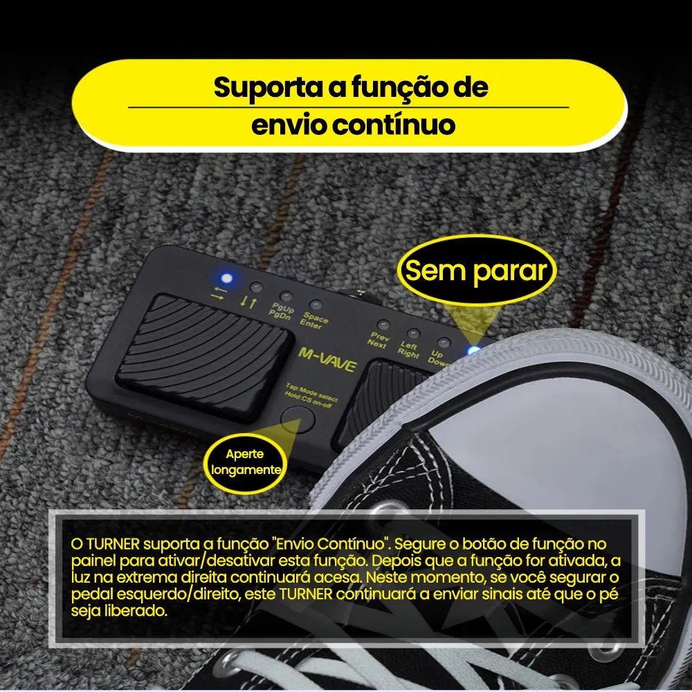 Pedal Passador de Páginas Page Turner Silêncioso e Bluetooth Turner VAVE368 M - VAVE M - VAVE VAVE368 12 MVshow