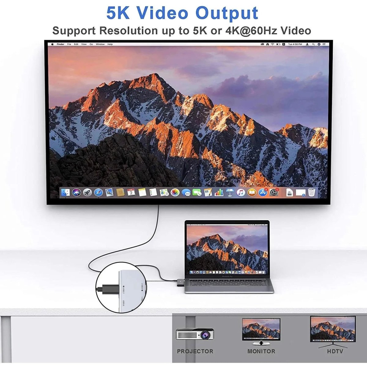 Hub USB - C 6 em 1 - Adaptador para MacBook Air 13 SD TF USB - C USB 3.0 Micro SD - Vedo VEDO UCN3317 7 MVshow
