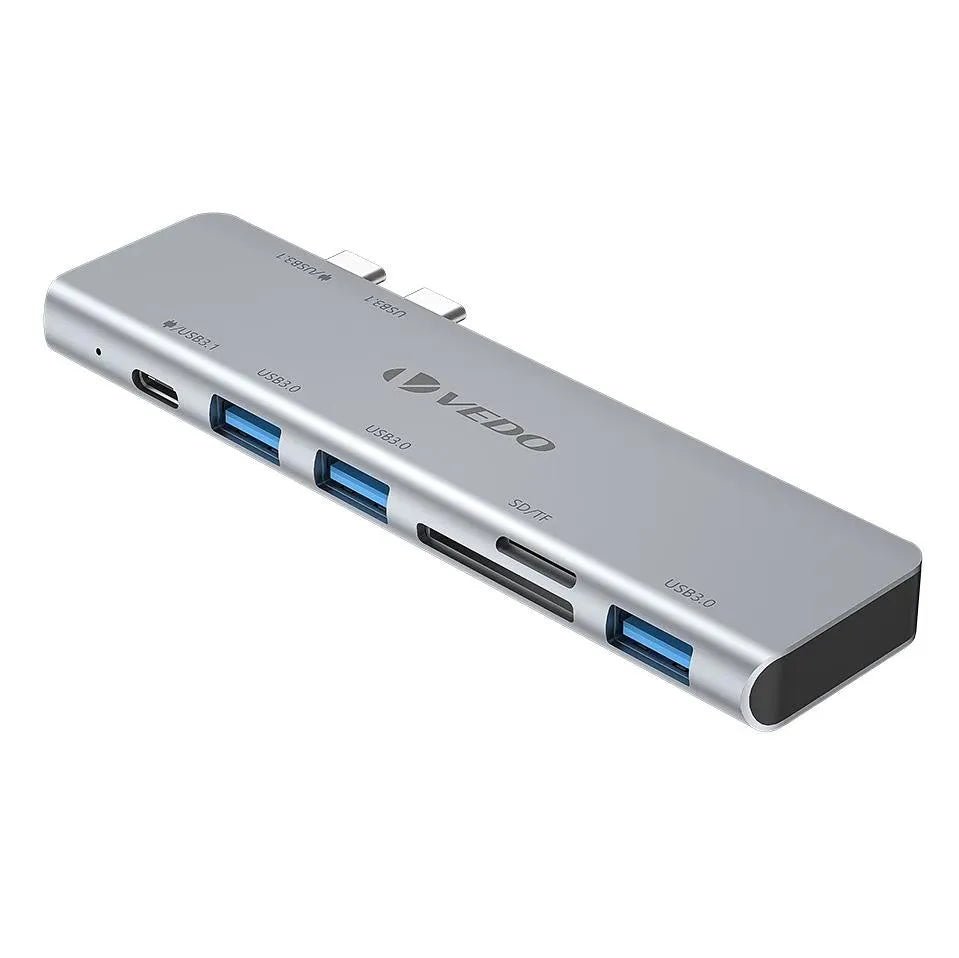 Hub USB - C 6 em 1 - Adaptador para MacBook Air 13 SD TF USB - C USB 3.0 Micro SD - Vedo VEDO UCN3317 1 MVshow
