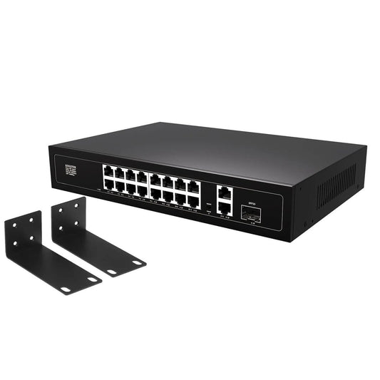 Switch Poe 16 Portas de Entrada 2 de Saída - Switches para CFTV e NVD - Kingster - MV Show