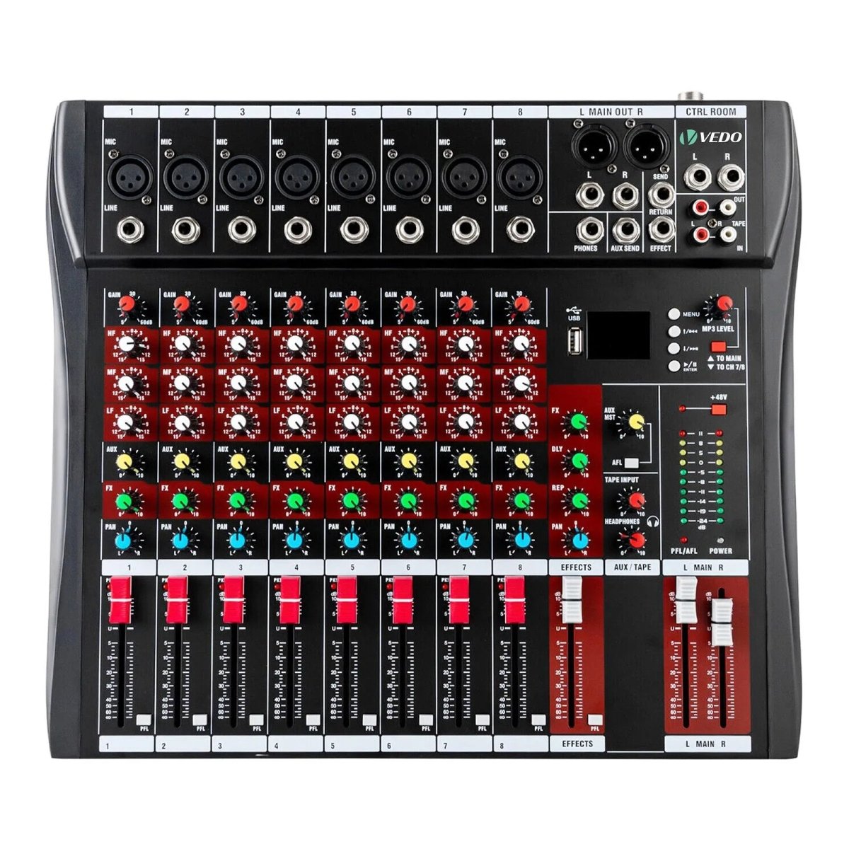 Mesa de Som Profissional Interface de 8 Canais VDA208L VEDO VEDO VDA208L 1 MVshow