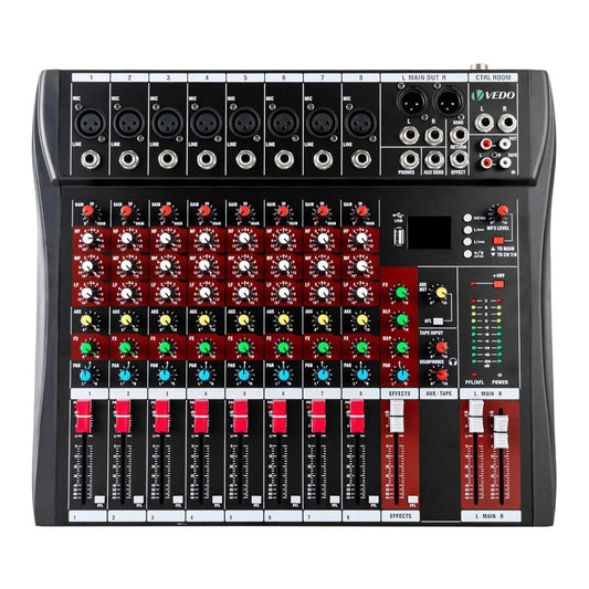 Mesa de Som Profissional de 8 Canais - Vedo - MV Show