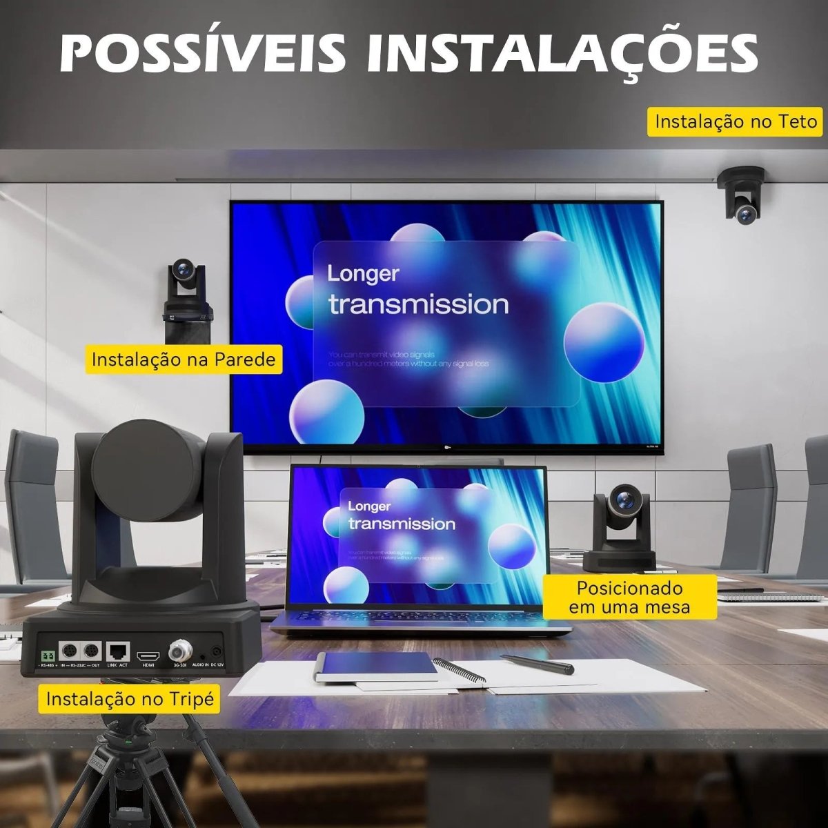 Câmera PTZ 10x HD 1080p - HTML e SDI - Vedo VEDO UV200 - 10X 3 MVshow