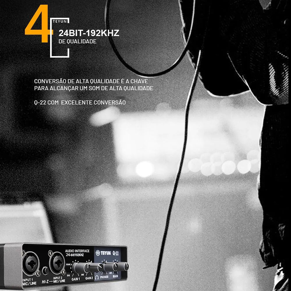 Interface de Áudio 24 - bit a 192KHz Mixer 2 entradas 2 saídas Q22 Teyun Teyun Q - 22 6 MVshow