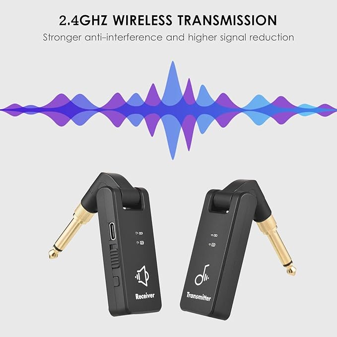 Sistema De Transmissão Sem Fio WP - 8 M - VAVERecarregável 2.4G Receptor De Guitarra Elétrica E Transmissor, Bateria Embutida Com Caixa Carregamento, 3.5mm, 6.35m transmissão áudio sem fio M - VAVE wp - 8 3 MVshow