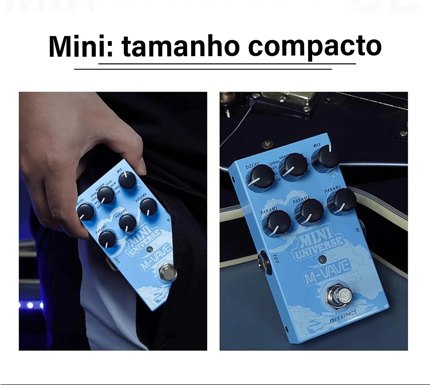 Pedal de Efeito Reverb Mini Universe M - VAVE 9 Tipos de Reverb True Bypass para Guitarra e Baixo M - VAVE VAVE974 5 MVshow