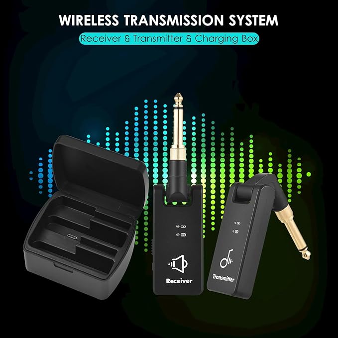 Sistema De Transmissão Sem Fio WP - 8 M - VAVERecarregável 2.4G Receptor De Guitarra Elétrica E Transmissor, Bateria Embutida Com Caixa Carregamento, 3.5mm, 6.35m transmissão áudio sem fio M - VAVE wp - 8 6 MVshow