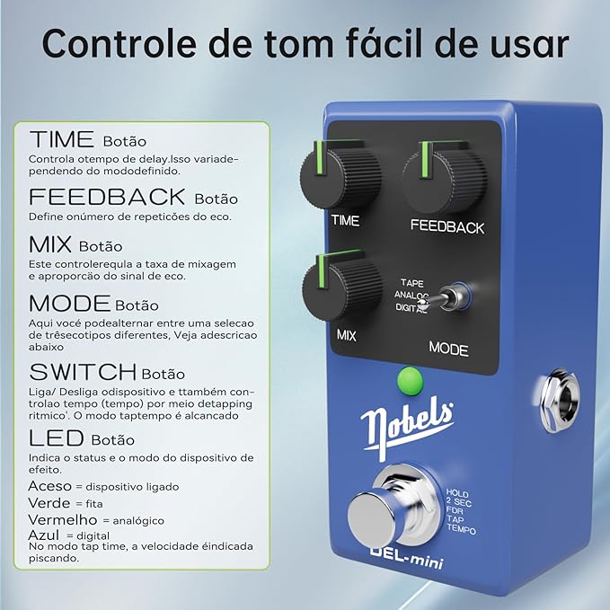 Pedal de Efeito Delay DEL - mini Nobels Nobels DEL - mini 7 MVshow