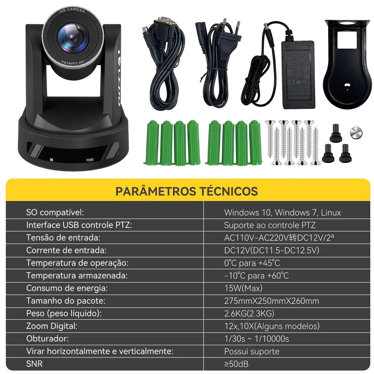 Câmera PTZ 10x HD 1080p - HTML e SDI - Vedo VEDO UV200 - 10X 6 MVshow