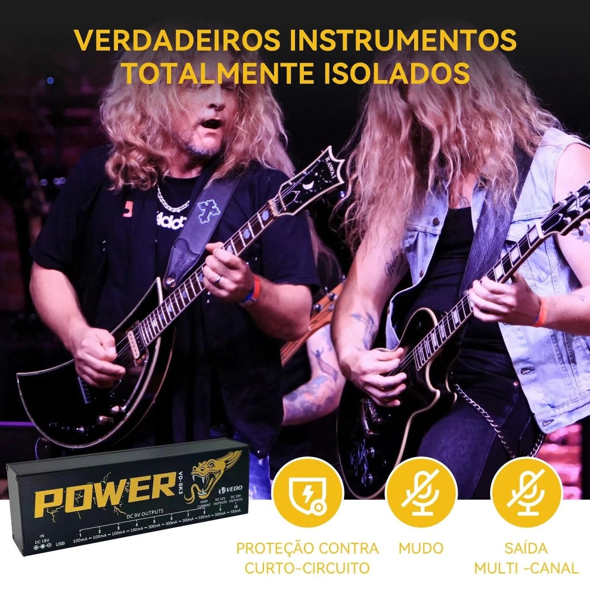 Fonte de Alimentação para Pedal - Saídas de 100mhA à 500mhA - VEDO - MV Show