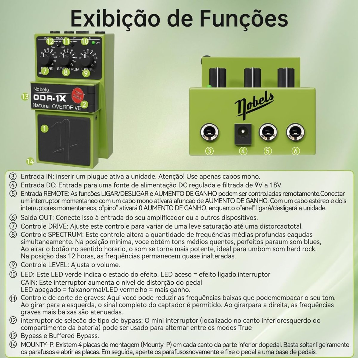 Pedal de Efeito OverDrive Natural ODR - 1X Nobels Nobels ODR - 1X 6 MVshow