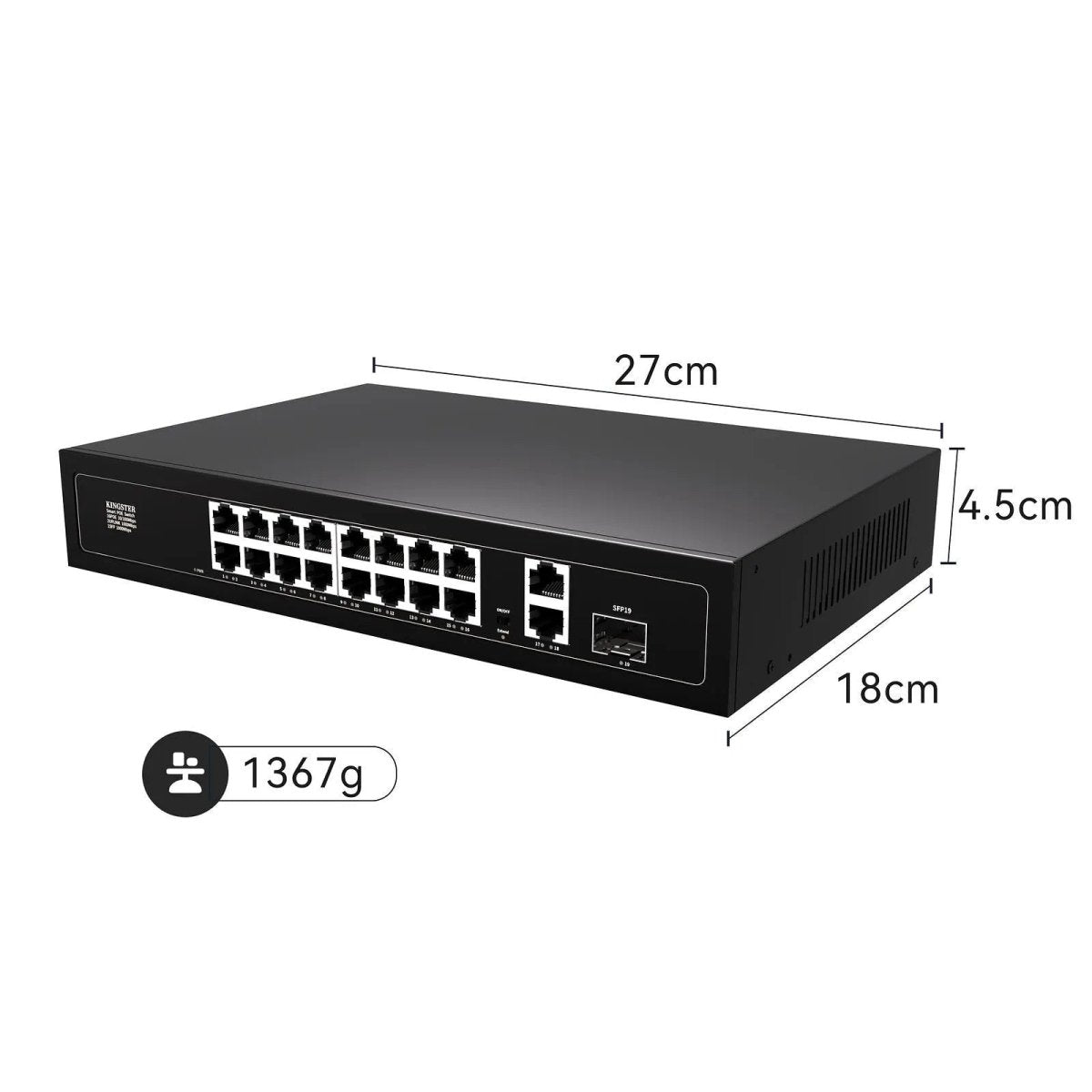 Switch Poe 16 Portas de Entrada 2 de Saída - Switches para CFTV e NVD - Kingster Kingster F1621GEP 4 MVshow