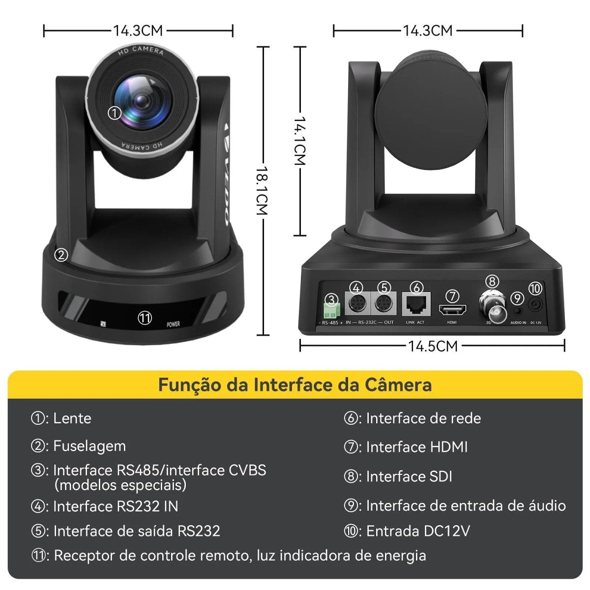 Câmera PTZ 10x HD 1080p - HTML e SDI - Vedo VEDO UV200 - 10X 7 MVshow