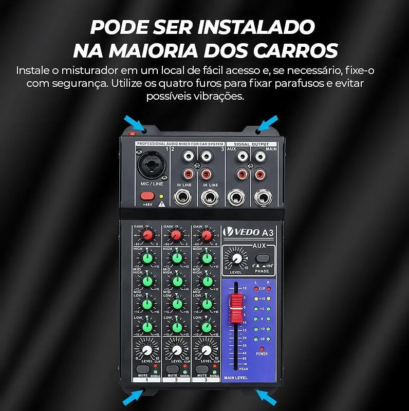 Mesa de Som 4 Canais - Mixer Profissional A3 Vedo VEDO A3 3 MVshow