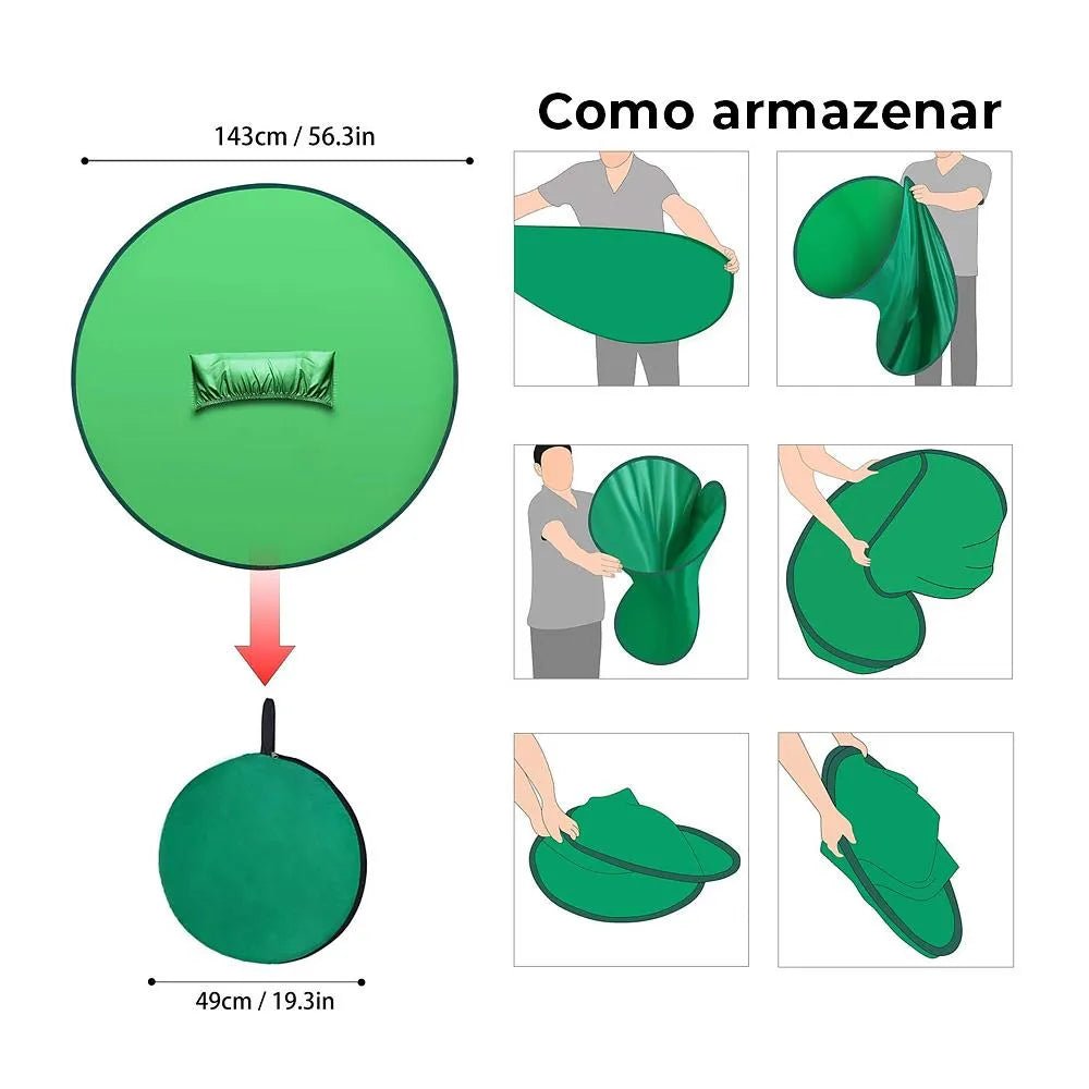 Chroma Key Redondo Dupla Face Azul e Verde com Suporte para Cadeira MVshow DS142L 6 MVshow