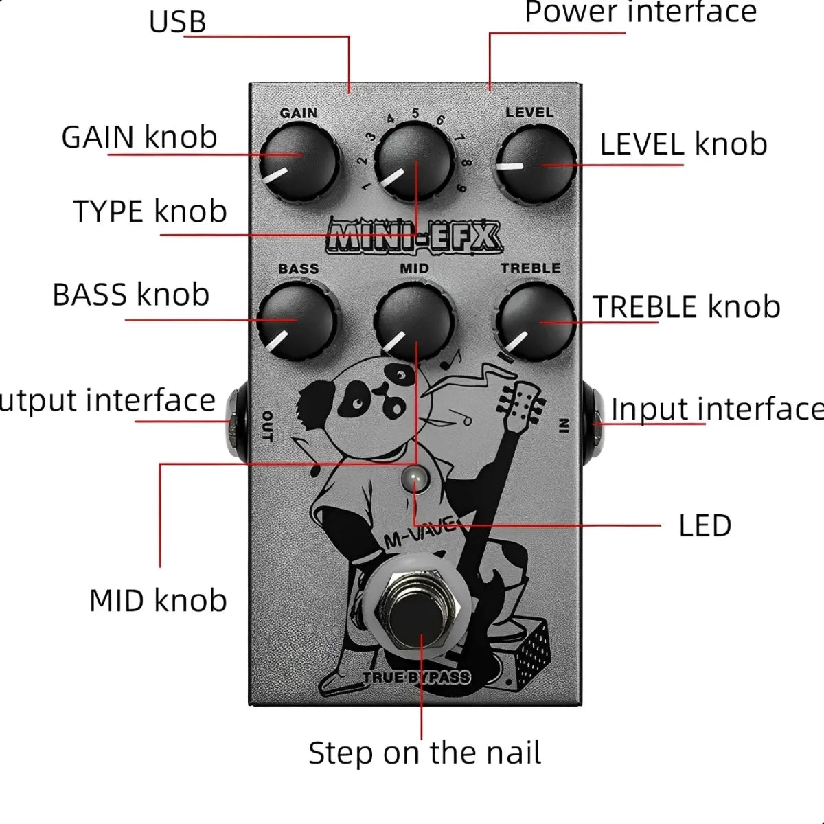 Pedal de Efeito Distorção Mini - EFX M - VAVE M - VAVE MINI - EFX 7 MVshow