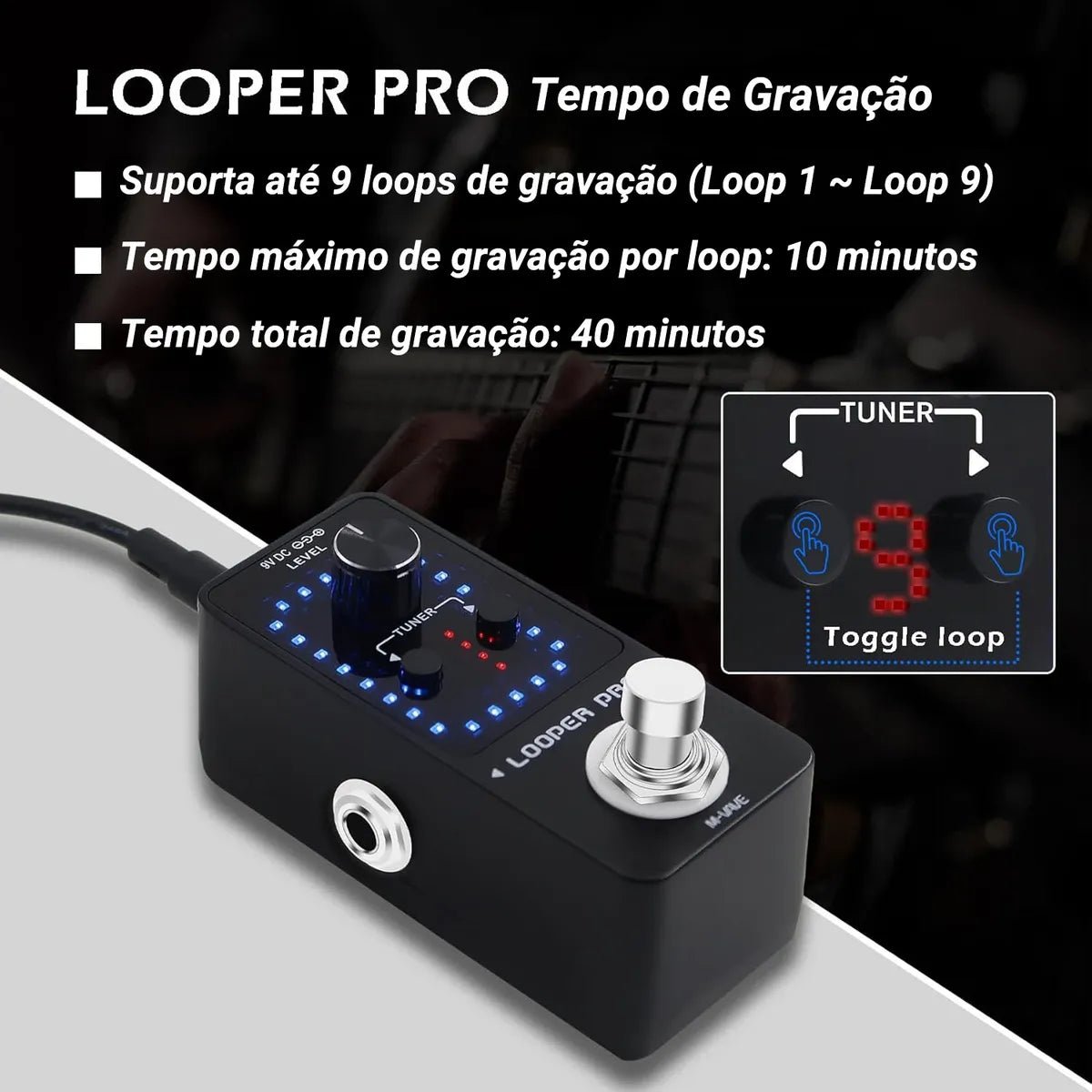 Pedal de Efeito Simulações Looper PRO M - VAVE para guitarra M - VAVE VAVE788 5 MVshow