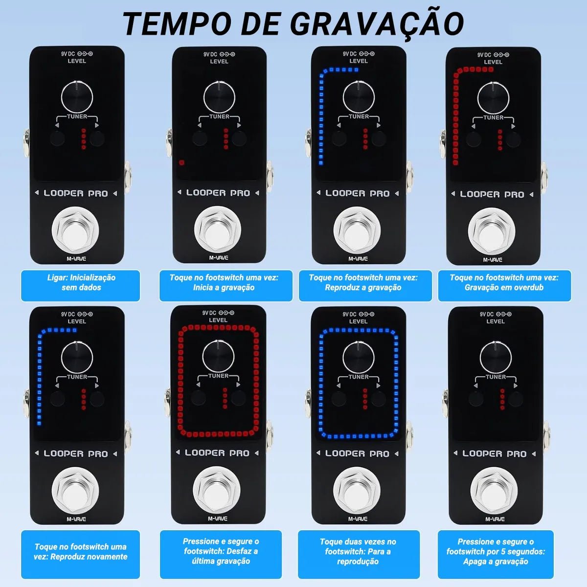 Pedal de Efeito Simulações Looper PRO M - VAVE para guitarra M - VAVE VAVE788 3 MVshow