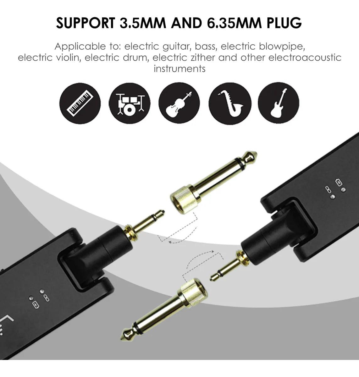 Sistema De Transmissão Sem Fio WP - 8 M - VAVERecarregável 2.4G Receptor De Guitarra Elétrica E Transmissor, Bateria Embutida Com Caixa Carregamento, 3.5mm, 6.35m transmissão áudio sem fio M - VAVE wp - 8 7 MVshow