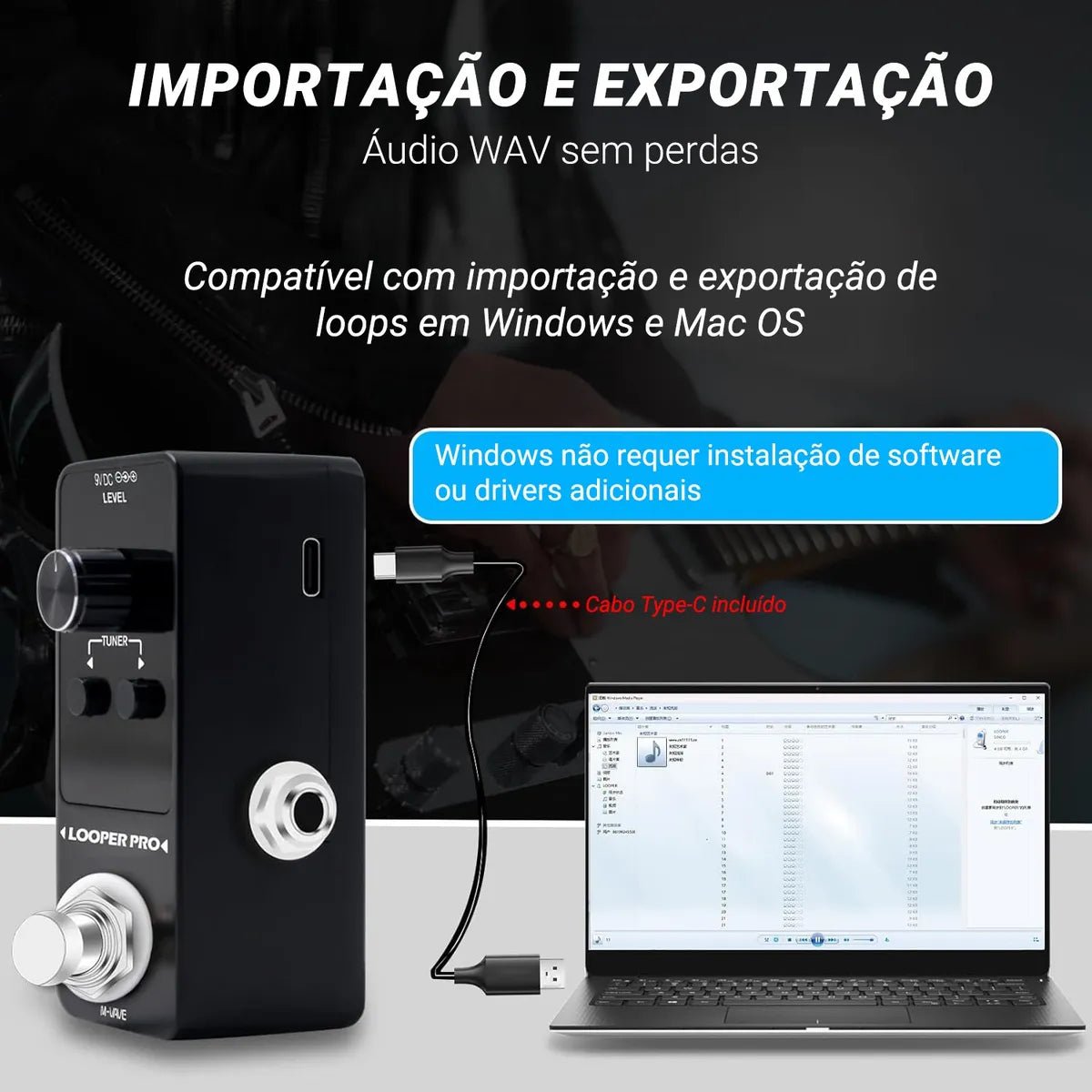 Pedal de Efeito Simulações Looper PRO M - VAVE para guitarra M - VAVE VAVE788 6 MVshow