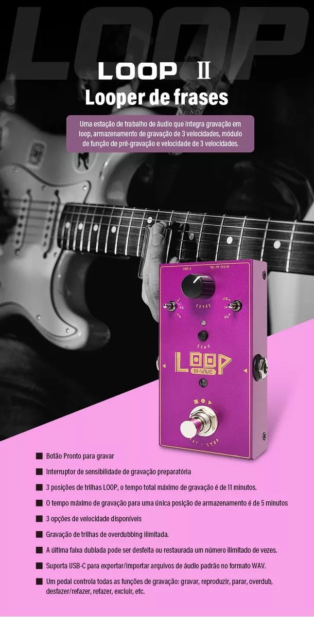 Pedal de Efeito LOOP II M - VAVE M - VAVE 8 MVshow
