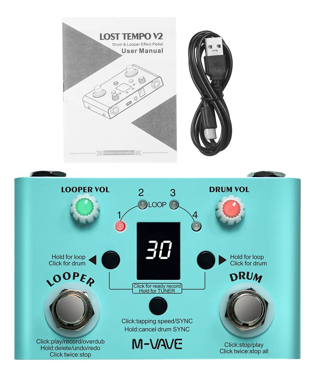 Pedal de Efeito Drum & Looper Lost Tempo M - VAVE M - VAVE VAVE797 7 MVshow