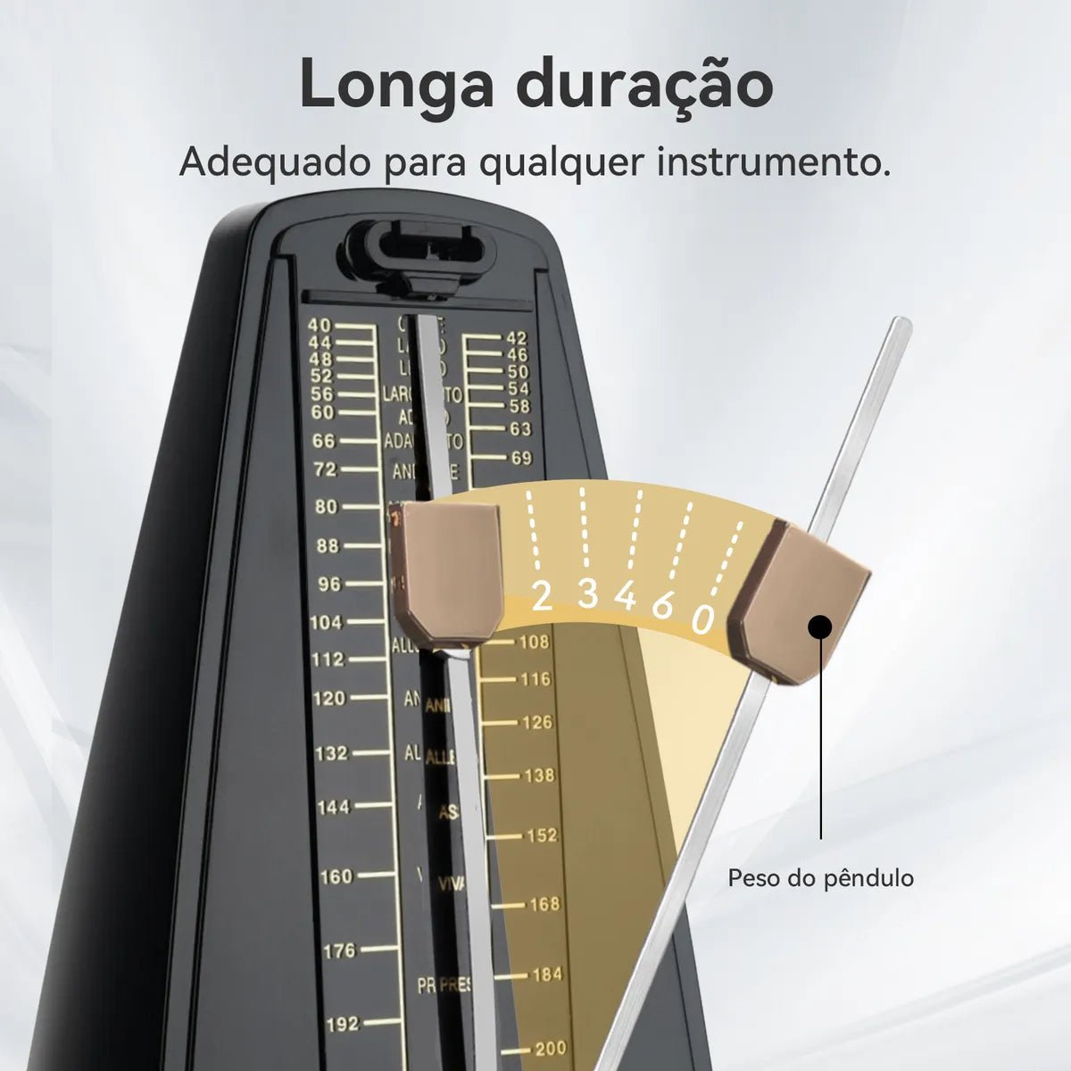 Metrônomo Mecânico Analógico Universal Preto VD7310 VEDO VEDO VD7310 4 MVshow