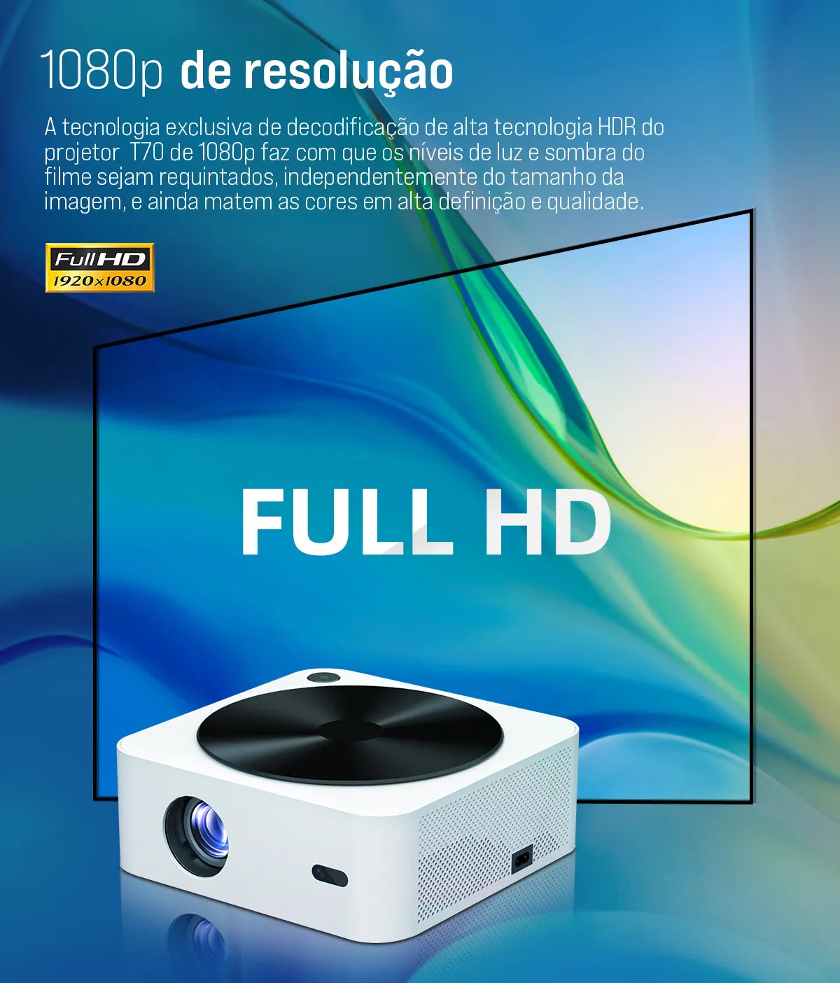 Projetor LED Portátil Full HD - Android e WIFI - Vedo VEDO HDK8 3 MVshow