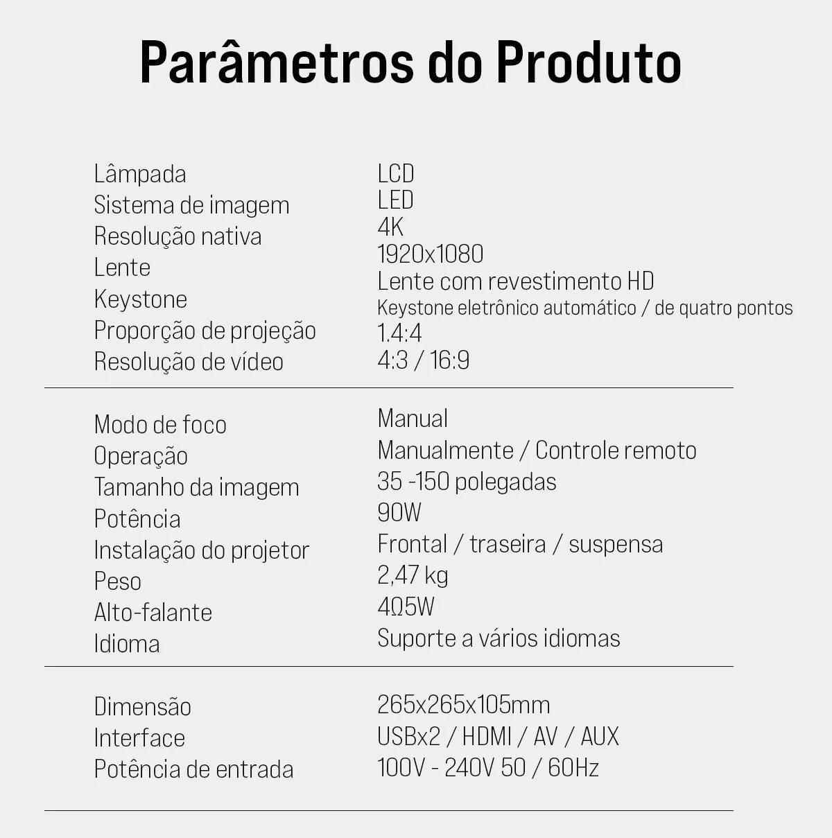 Projetor LED Portátil Full HD - Android e WIFI - Vedo VEDO HDK8 8 MVshow