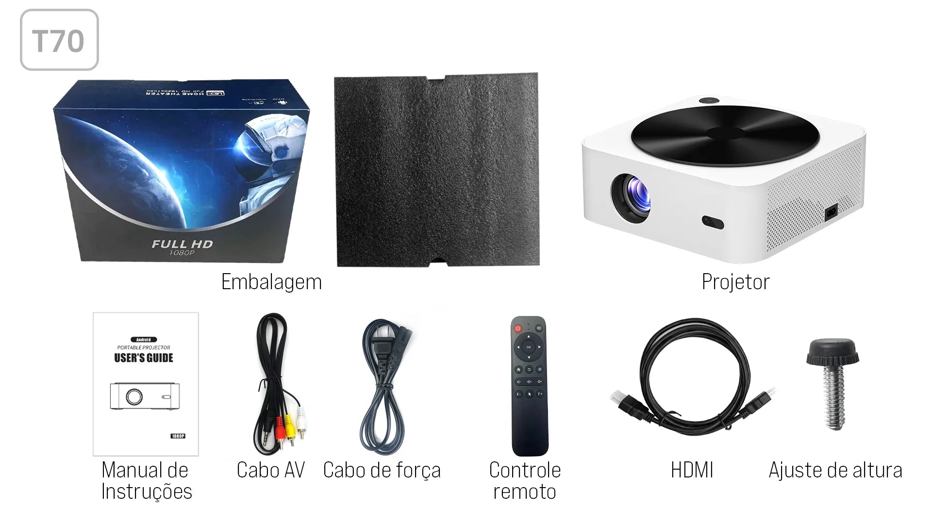 Projetor LED Portátil Full HD - Android e WIFI - Vedo VEDO HDK8 10 MVshow