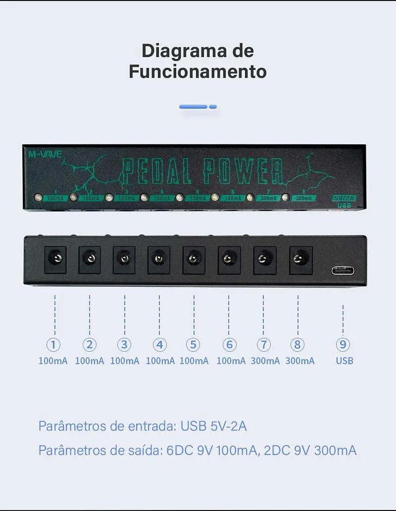 Fonte de Alimentação para Pedal de Efeito POWER VD - SK1 M - VAVE M - VAVE VD - SK1 5 MVshow