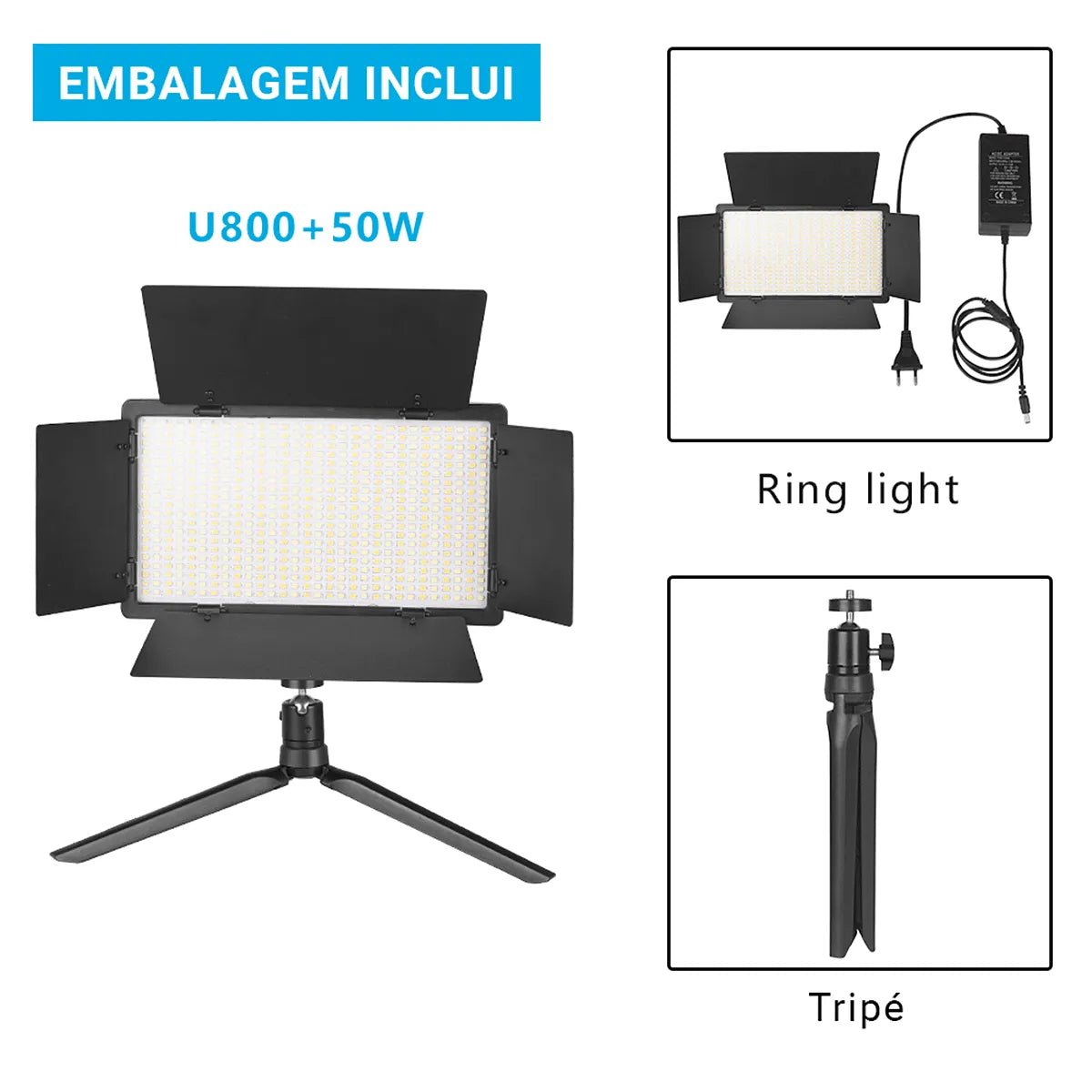 Luz de Preenchimento Profissional LED 1120 Lâmpadas 3200 - 5600k VEDO Modus LED - U800+ 4 MVshow
