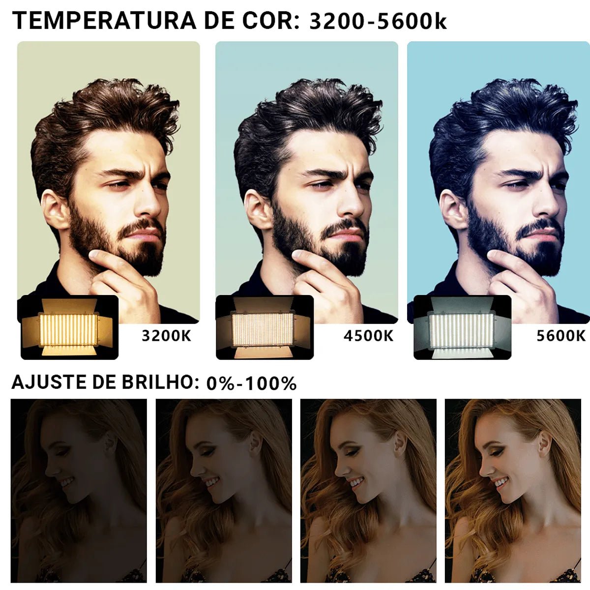 Luz de Preenchimento Profissional LED 1120 Lâmpadas 3200 - 5600k VEDO Modus LED - U800+ 5 MVshow