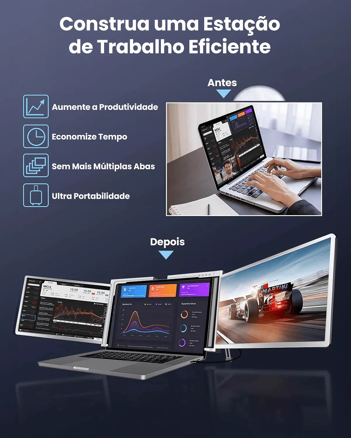 Extensor de Tela para Notebook - Monitor Duplo Full HD - Vedo - MV Show