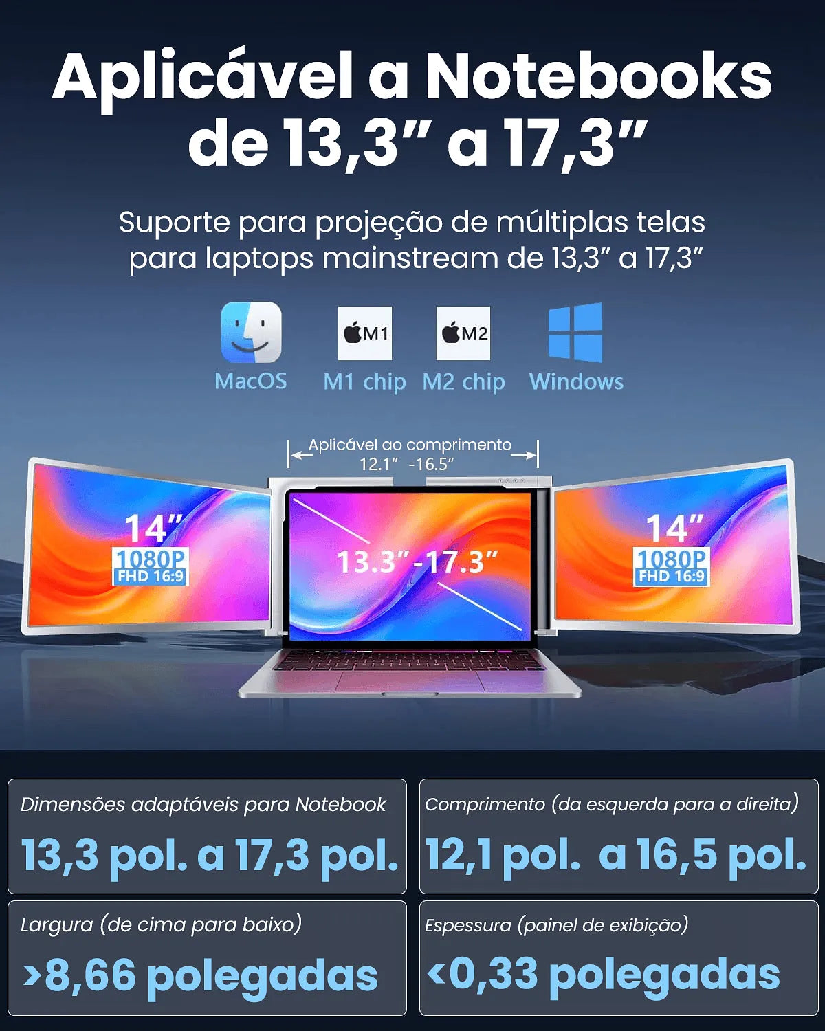 Extensor de Tela para Notebook - Monitor Duplo Full HD - Vedo - MV Show